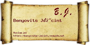 Benyovits Jácint névjegykártya